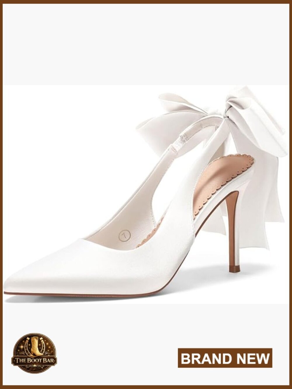 Slingback High Heels with Bow Closed Pointed Toe Wedding Bride Dress Shoes Pumps